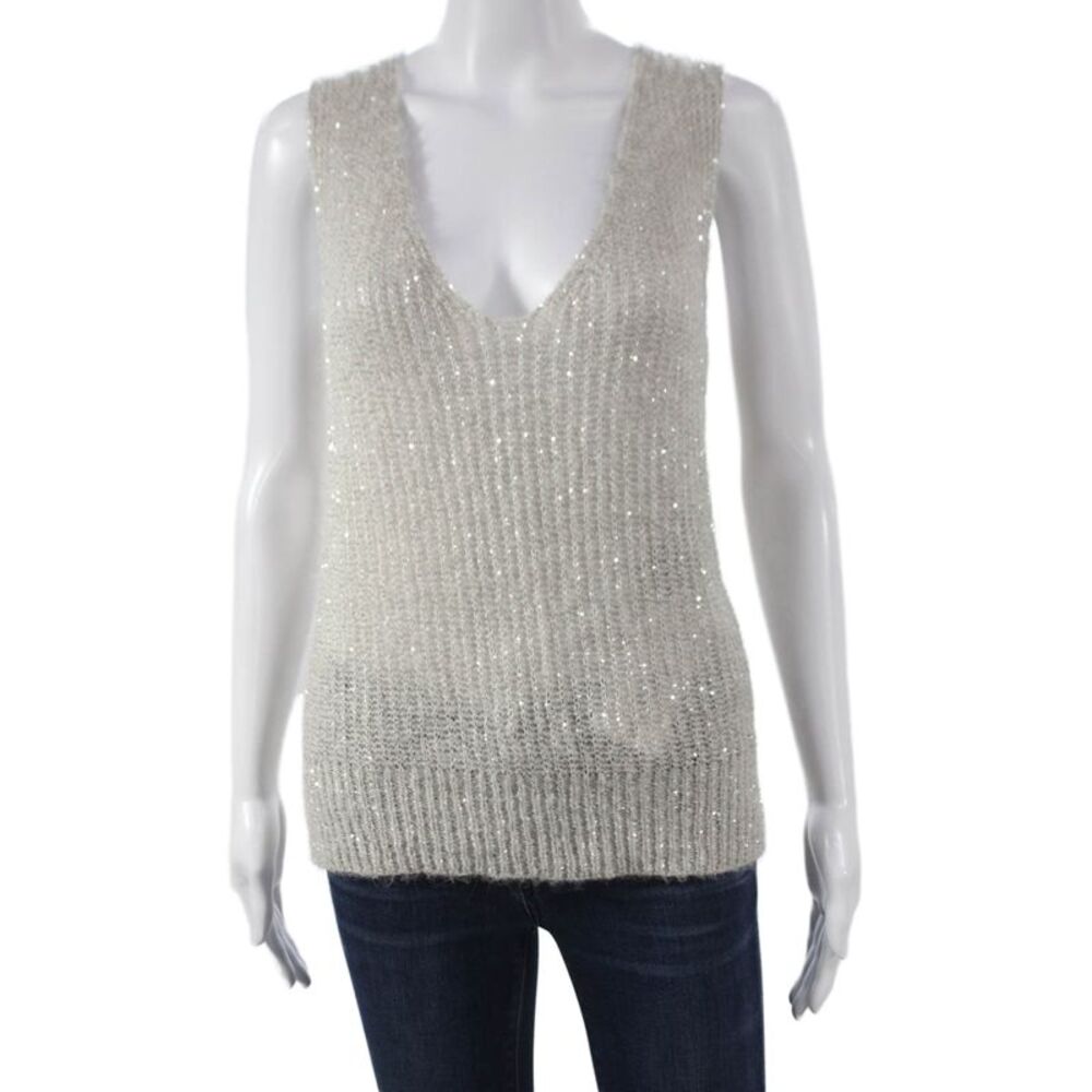 D. Exterior Womens Sweater Vest Gray V Neck Sleeveless Wool Blend Size S